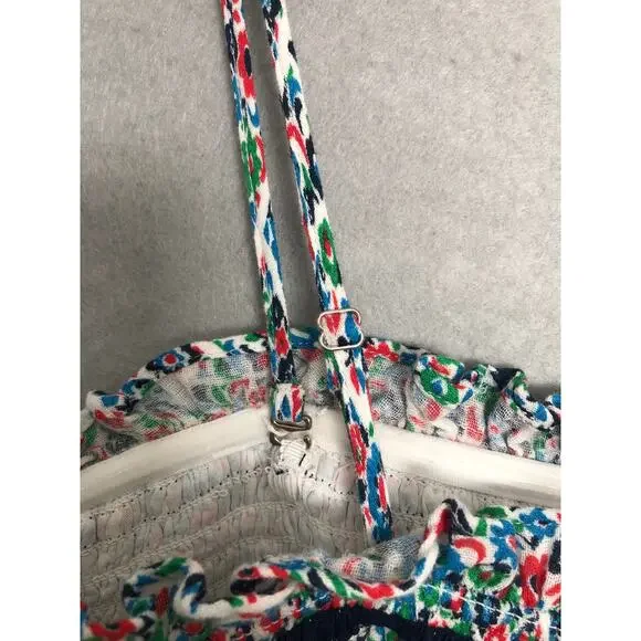 Free People Bali Checked Out Print Romper Women's Large Gardenia Combo NEW - Picture 5 of 11